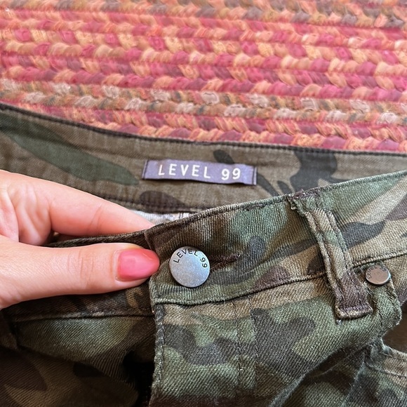 LEVEL 99 CAMO ARMY PRINT DENIM MINI SKIRT - Picture 2 of 4